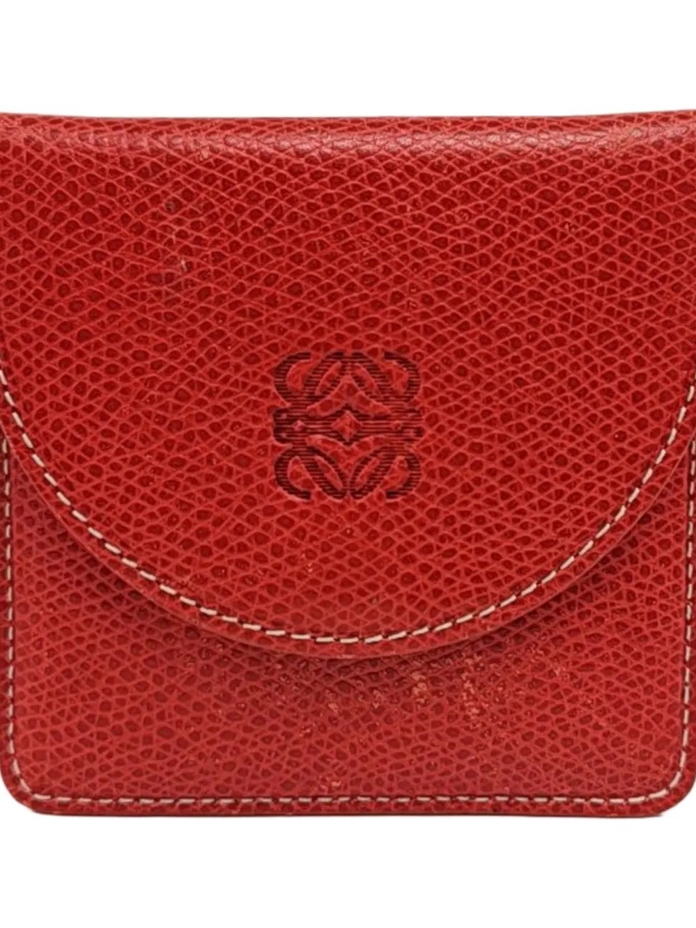 Loewe Red Textured Leather Compact Wallet